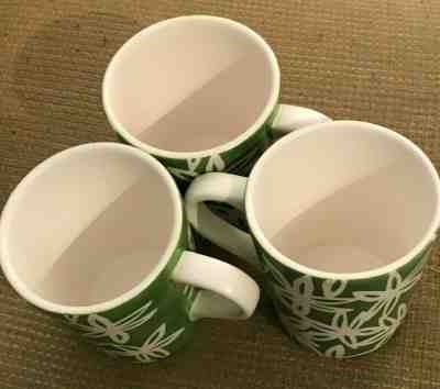 Set of 3 2008 Starbucks Green and White 16 oz Coffee Mug Cups  - Sold on eBay Dec, 27th 2019 for $20.23