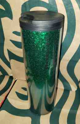 Starbucks 2019 Holiday Hot Cold Cup 16oz Tumbler Green Glitter Sequin Insulated - Sold on eBay Dec, 27th 2019 for $24.77
