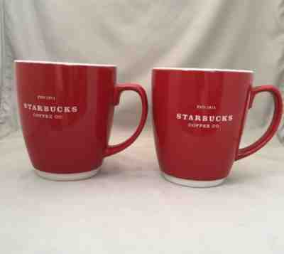 Starbucks 2xRed ABBEY ESTD_1971 Ceramic Cup 16 Oz 2008. Rare!