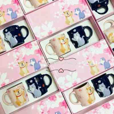 New China 2019 Starbucks Sakura Pet Pink Dog And Blue Cat 300ml Mug Set - Sold on eBay Dec, 27th 2019 for $65.00