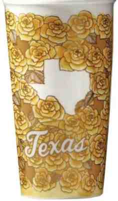 Starbucks Texas Yellow Rose Double Walled Ceramic Travel Cup Tumbler Lid 10 oz - Sold on eBay Dec, 27th 2019 for $30.36
