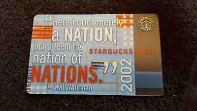Light USE--Excellent! 2002 STARBUCKS Walt Whitman NATIONS Nations Gift Card  - Sold on eBay Dec, 26th 2019 for $52.09