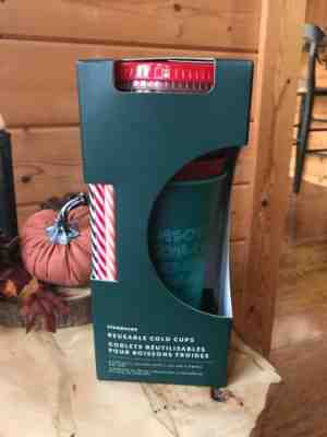 Starbucks 2019 Holiday Christmas Reusable Cold Cups With Straws 24oz 5 Pack NIB - Sold on eBay Dec, 26th 2019 for $19.00