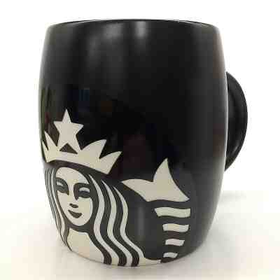 Starbucks 2011 Mermaid Siren Matte Black Etched Logo Barrel Coffee Mug Cup LB-14 - Sold on eBay Dec, 26th 2019 for $19.00