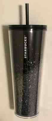 Starbucks Cascading Snow Glitter 24oz Tumbler Black/Silver Holiday 2019 NWT - Sold on eBay Dec, 26th 2019 for $28.79