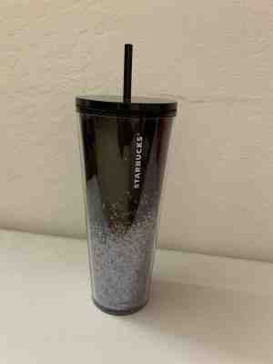 BRAND NEW Starbucks Holiday 2019 Venti Tumbler BLACK/SILVER Cascading Snow 24oz  - Sold on eBay Dec, 26th 2019 for $20.49