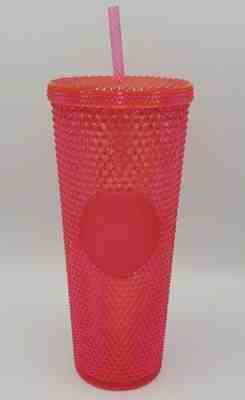 NEW STARBUCKS Neon Pink Studded Cold Cup Tumbler WINTER HOLIDAY 2019 24 oz - Sold on eBay Dec, 26th 2019 for $25.88