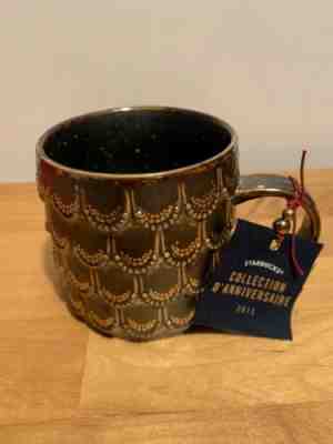 Starbucks 2015 Anniversary Siren Mermaid Golden Scales Coffee Mug 10 fl oz - NEW - Sold on eBay Dec, 26th 2019 for $19.99