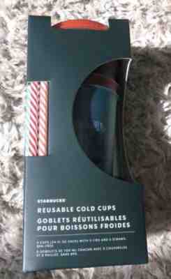 Starbucks 2019 Holiday Reusable Venti Tumbler Cold Cup Set (5) FREE SHIP - NEW! - Sold on eBay Dec, 26th 2019 for $22.00
