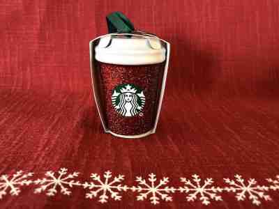 STARBUCKS 2019 Red Glitter Sparkle Tea Cup Ornament Christmas Winter Holiday  - Sold on eBay Dec, 26th 2019 for $17.99