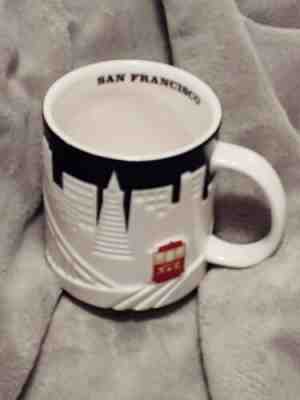 Starbucks 2012 San Francisco City Relief Coffee Mug Black White Cable Car 18 oz - Sold on eBay Dec, 26th 2019 for $15.99