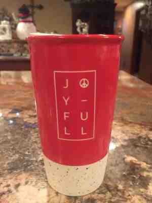 NEW Starbucks Holiday Christmas Red, White Joy Full Travel Mug Tumbler 12 oz  - Sold on eBay Dec, 26th 2019 for $19.99