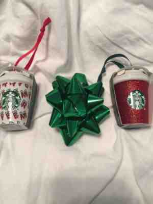 STARBUCKS MINI CUP CHRISTMAS 2019 CERAMIC ORNAMENTS IN HAND Lot of 2 - Sold on eBay Dec, 26th 2019 for $28.00