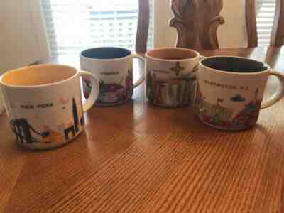 Lot of 4 Collectible You Are Here Starbucks Coffee Mugs - Sold on eBay Dec, 26th 2019 for $45.00