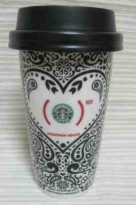 Starbucks Jonathan Adler Red Heart Black Paisley Travel Tumbler Rare Mug 12 oz. - Sold on eBay Dec, 26th 2019 for $30.00