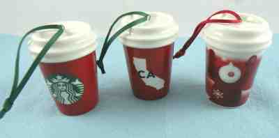 Starbucks 2 2016 California CA + 1 2010 Ceramic Holiday Christmas ORNAMENTS Lot - Sold on eBay Dec, 26th 2019 for $16.99
