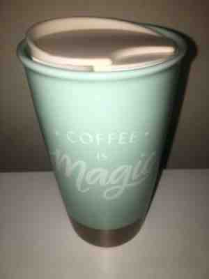 Starbucks Ceramic Coffee Is Magic Wall Insulated Travel Mug Cup 12 Oz Blue - Sold on eBay Dec, 26th 2019 for $26.99