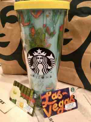 BRAND NEW STARBUCKS COLD CUP 24oz  “ARIZONA CACTUS” BONUS STARBUCKS GIFT CARDS - Sold on eBay Dec, 26th 2019 for $31.75