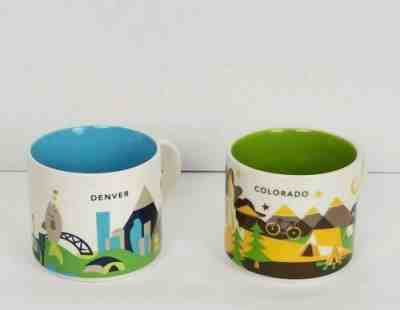 Starbucks You Are Here 14oz. Coffee Mug 2013 Lot of 2 Denver & Colorado  - Sold on eBay Dec, 25th 2019 for $44.99