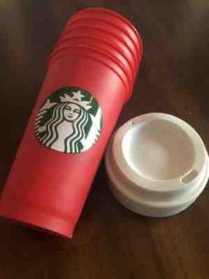 LOT OF 5 Brand New Starbucks Christmas Holiday Red Reusable 16oz 2018 Cups Lids - Sold on eBay Dec, 25th 2019 for $34.88