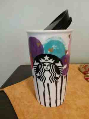 NEW Starbucks 2016 Valentine Balloons Hearts Double Wall Ceramic Tumbler 12oz - Sold on eBay Dec, 25th 2019 for $24.00