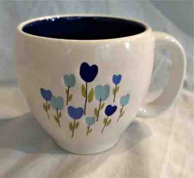 2007 Starbucks Mug 16 oz White W/ Blue Flowers, Blue Interior - LN - Sold on eBay Dec, 25th 2019 for $22.00