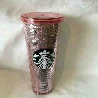 Starbucks 2017 Pink Sequins Cup Limited Edition 24 Oz Holiday Tumbler - Sold on eBay Dec, 25th 2019 for $35.99