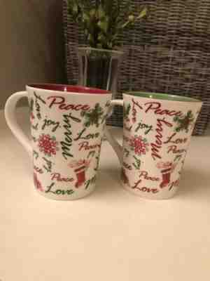2 Starbucks Holiday 2007 Mugs Red And Green Christmas Noel Peace Love Joy 12 oz - Sold on eBay Dec, 25th 2019 for $20.30