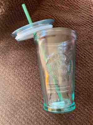 Starbucks Glass Cup To Go New Clear Recycled Spain Straw Cold Grande 16 oz Drink - Sold on eBay Dec, 25th 2019 for $24.00
