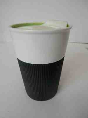 Starbucks 8 oz Bone China Ribbed Rubber Grip Cup w/Sliding Lid-Free Shipping - Sold on eBay Dec, 24th 2019 for $17.85
