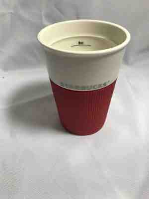 Starbucks Coffee Ribbed Silicone Grip Bone Tumbler Travel Mug Cup Red - Sold on eBay Dec, 24th 2019 for $18.00