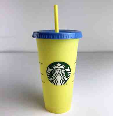 Starbucks COLOR CHANGING 1 Cold Cup 24oz VENTI Citron Yellow To Emerald Tumbler - Sold on eBay Dec, 24th 2019 for $19.99