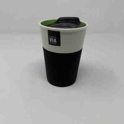 Starbucks 2011 8 oz Via Ready Brew Ceramic Travel Cup Tumbler Mug Rubber Grip - Sold on eBay Dec, 24th 2019 for $15.99