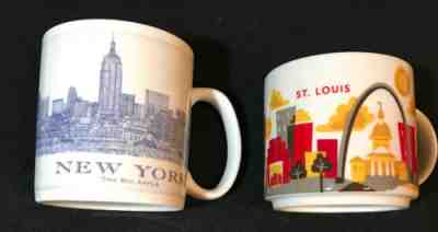 2 Starbucks Mugs You Are Here St.Louis & New York The Big Apple Mug Architect  - Sold on eBay Dec, 24th 2019 for $19.99
