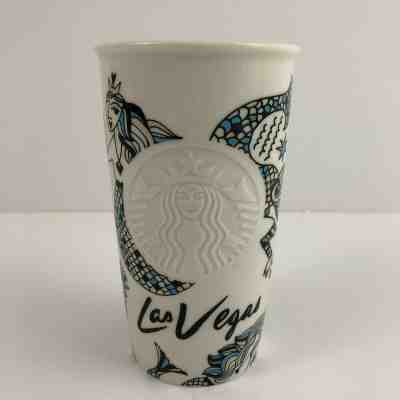 Starbucks Las Vegas Mermaids Ceramic Mug Travel Tumbler With Lid 2015 12 oz  - Sold on eBay Dec, 24th 2019 for $28.00
