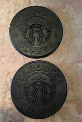 2 Starbucks Coffee Vintage 1988 Siren Logo Black Rubber Coaster Preowned - Sold on eBay Dec, 24th 2019 for $17.88