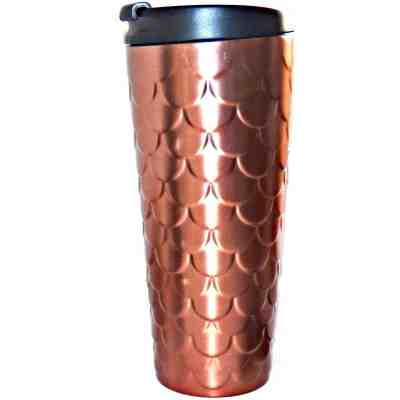 Starbucks Coffee Copper Stainless Mermaid Scales Tumbler Travel Mug 2017 18 oz 