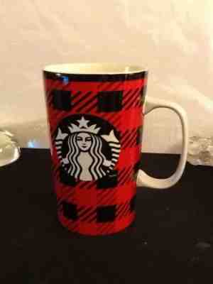 Starbucks Coffee Co Red Plaid Mug 16 fl oz Cup 2014 Red and Black Mermaid - Sold on eBay Dec, 24th 2019 for $24.99