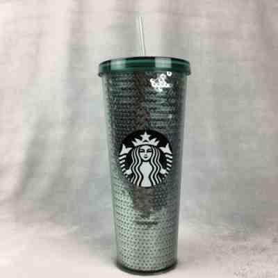 Starbucks NEW Green Sequin Tumbler Coffee Shimmer Cold Cup Mug Discontinued - Sold on eBay Dec, 23rd 2019 for $23.99
