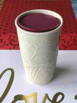 NWT Starbucks Butterfly Floral Travel Mug 12oz Ceramic Traveler w Lid Fall Line - Sold on eBay Dec, 23rd 2019 for $31.98