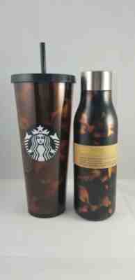 Starbucks 24 Oz Tortoise Tumbler & 20 Oz Tortoise Vacuum Insulated Water Bottle - Sold on eBay Dec, 23rd 2019 for $68.00