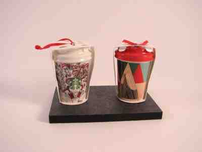 Starbucks Modern Trees Ornament 2017, Christmas Holiday Cheer Siren Set of 2 NWT - Sold on eBay Dec, 23rd 2019 for $17.00