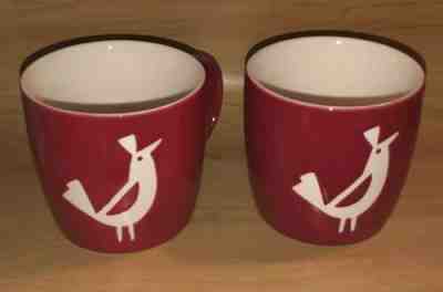 STARBUCKS 2011 Holiday Set Of 2 Red MUG WITH WHITE PARTRIDGE BIRD MINT - Sold on eBay Dec, 23rd 2019 for $16.99