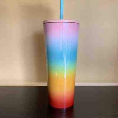 STARBUCKS 2019 COLD CUP STAINLESS STEEL OMBRE RAINBOW TUMBLER 24OZ   - Sold on eBay Dec, 23rd 2019 for $39.99