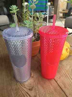 Starbucks Bling 2019 Holiday Set (2 Cups) Platinum and Pink Studded Cups Tumbler - Sold on eBay Dec, 23rd 2019 for $48.00