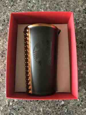 NEW! Starbucks 2015 Ceramic Matte Black With Rose Gold Studded Travel Tumbler - Sold on eBay Dec, 23rd 2019 for $49.99