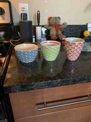 STARBUCKS COFFEE 2009 CUPs New Bone China Tea Bowl Blue Green No Handle Set Of 3 - Sold on eBay Dec, 23rd 2019 for $20.00