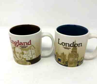 Starbucks London & England 3 Oz Espresso Coffee Mini Mugs Cups Set of 2 - Sold on eBay Dec, 23rd 2019 for $20.44
