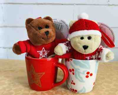 Starbucks Christmas Collection Ornaments Ceramic Expresso Cups Set Of 4 Red Blue - Sold on eBay Dec, 23rd 2019 for $35.00