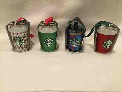 New 2019 4 Starbucks Holiday Christmas Cup Ornaments Red Green Glitter ++ - Sold on eBay Dec, 23rd 2019 for $59.99